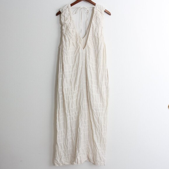 Free People Agatha Midi Dress White Cotton Sleeveless Slit V-Neck Size Small - Picture 3 of 16